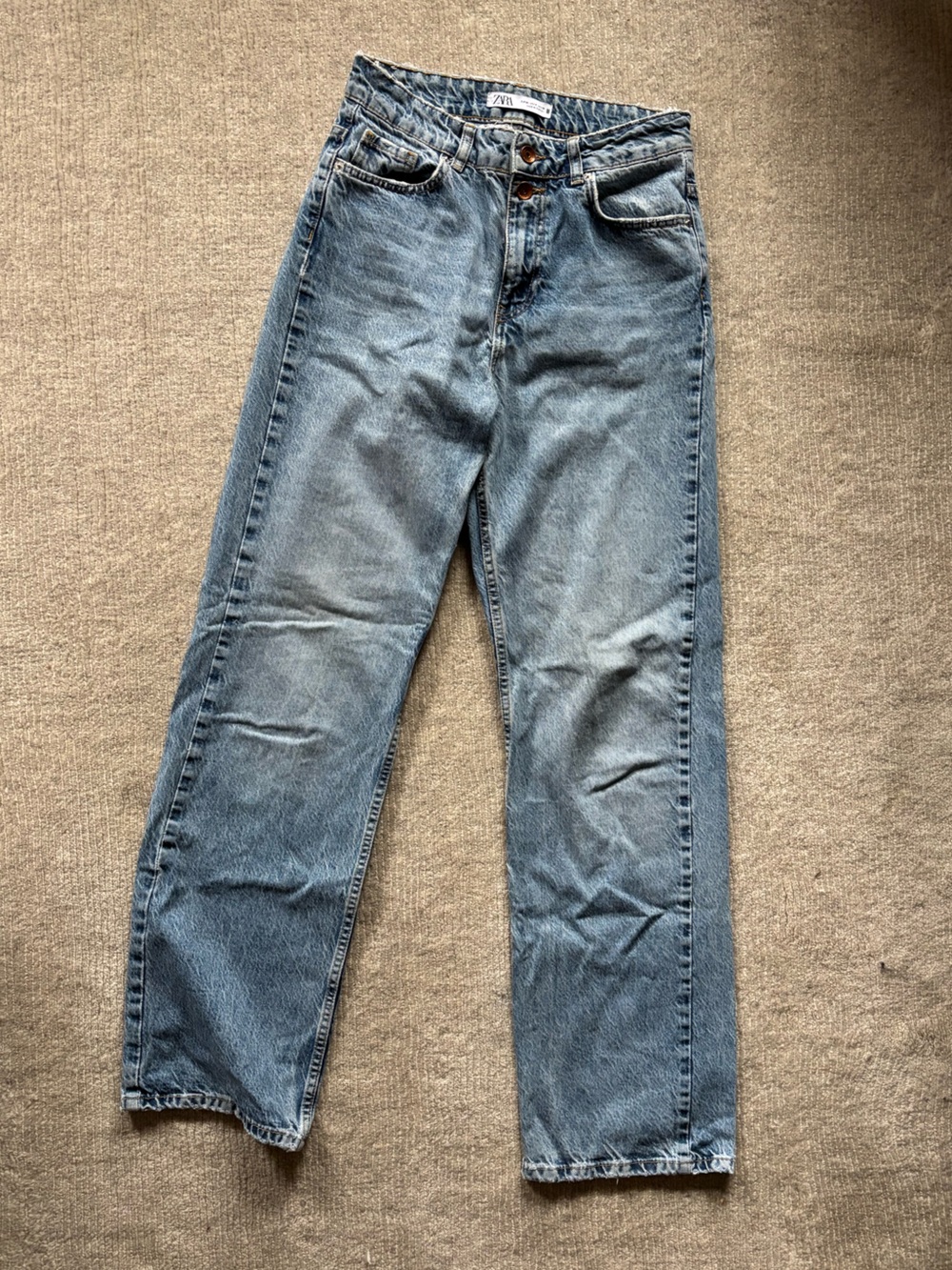 ZARA The 90s Full Length Straight Jeans Blue 4 S High Rise